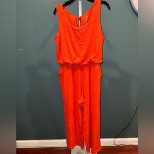 Belle Bold Orange Knit Jumpsuit - Size XS